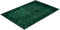 Overdyed Hand-Knotted Wool Modern-Contemporary Green Area Rug 10' 0" x 14' 1"
