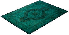 Overdyed Hand-Knotted Wool Modern-Contemporary Green Area Rug 10' 1" x 13' 7"