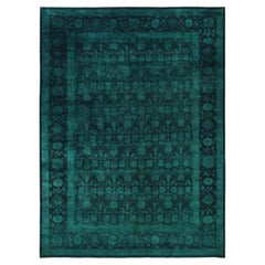 Overdyed Hand-Knotted Wool Modern-Contemporary Green Area Rug 10' 1" x 13' 8"