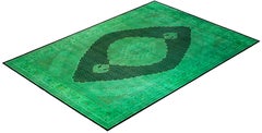 Overdyed Hand-Knotted Wool Modern-Contemporary Green Area Rug 10' 1" x 14' 8"