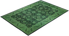 Overdyed Hand-Knotted Wool Modern-Contemporary Green Area Rug 10' 1" x 14' 8"