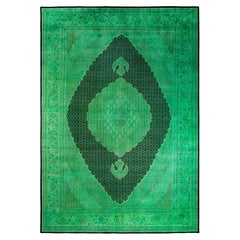Overdyed Hand-Knotted Wool Modern-Contemporary Green Area Rug 10' 1" x 14' 8"