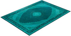 Overdyed Hand-Knotted Wool Modern-Contemporary Green Area Rug 10' 2" x 14' 1"