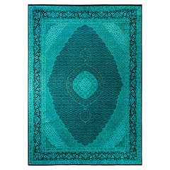 Overdyed Hand-Knotted Wool Modern-Contemporary Green Area Rug 10' 2" x 14' 1"