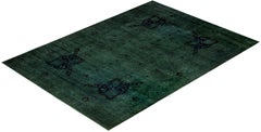 Overdyed Hand-Knotted Wool Modern-Contemporary Green Area Rug 10' 2" x 14' 2"