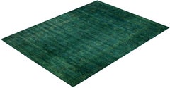 Overdyed Hand-Knotted Wool Modern-Contemporary Green Area Rug 10' 2" x 14' 4"