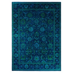 Overdyed Hand-Knotted Wool Modern-Contemporary Green Area Rug 10' 3" x 14' 5"