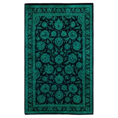Overdyed Hand-Knotted Wool Modern-Contemporary Green Area Rug 2' 7" x 4' 2"