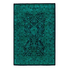 Overdyed Hand-Knotted Wool Modern-Contemporary Green Area Rug 2' 8" x 4' 1"