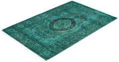 Overdyed Hand-Knotted Wool Modern-Contemporary Green Area Rug 2' 8" x 4' 2"