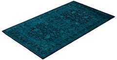 Overdyed Hand-Knotted Wool Modern-Contemporary Green Area Rug 3' 0" x 5' 4"