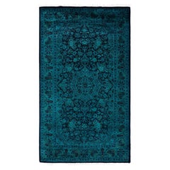 Overdyed Hand-Knotted Wool Modern-Contemporary Green Area Rug 3' 0" x 5' 4"