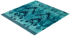 Overdyed Hand-Knotted Wool Modern-Contemporary Green Area Rug 3' 10" x 4' 3"