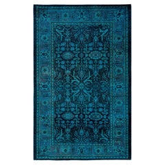 Overdyed Hand-Knotted Wool Modern-Contemporary Green Area Rug 3' 2" x 5' 4"