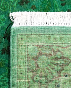 Overdyed Hand-Knotted Wool Modern-Contemporary Green Area Rug 3' 4" x 5' 2"