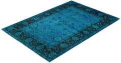 Overdyed Hand-Knotted Wool Modern-Contemporary Green Area Rug 4' 2" x 6' 0"