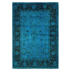 Overdyed Hand-Knotted Wool Modern-Contemporary Green Area Rug 4' 2" x 6' 0"