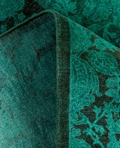 Overdyed Hand-Knotted Wool Modern-Contemporary Green Area Rug 4' 8" x 6' 10"