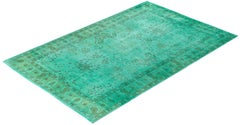 Overdyed Hand-Knotted Wool Modern-Contemporary Green Area Rug 4' 8" x 7' 3"