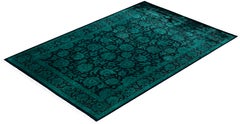 Overdyed Hand-Knotted Wool Modern-Contemporary Green Area Rug 4' 9" x 7' 0"
