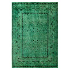 Tappeto per l'area verde moderna-contemporanea in lana Overdyed annodato a mano 5' 2" x 7' 9"