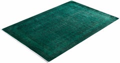 Overdyed Hand-Knotted Wool Modern-Contemporary Green Area Rug 6' 2" x 8' 10"