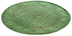 Overdyed Hand-Knotted Wool Modern-Contemporary Green Area Rug 6' 9" x 6' 9"