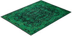 Tappeto per l'area verde moderna-contemporanea in lana Overdyed annodato a mano 7' 10" x 10' 5"