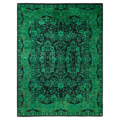 Tappeto per l'area verde moderna-contemporanea in lana Overdyed annodato a mano 7' 10" x 10' 5"
