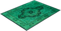 Tappeto per l'area verde moderna-contemporanea in lana Overdyed annodato a mano 8' 0" x 10' 5"