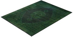 Overdyed Hand-Knotted Wool Modern-Contemporary Green Area Rug 8' 0" x 10' 5"