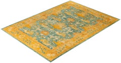 Overdyed Hand-Knotted Wool Modern-Contemporary Green Area Rug 8' 1" x 10' 10"