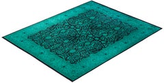 Overdyed Hand-Knotted Wool Modern-Contemporary Green Area Rug 8' 1" x 10' 2"