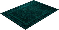 Overdyed Hand-Knotted Wool Modern-Contemporary Green Area Rug 8' 1" x 10' 6"