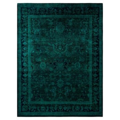 Overdyed Hand-Knotted Wool Modern-Contemporary Green Area Rug 8' 1" x 10' 6"