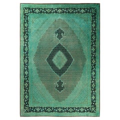 Overdyed Hand-Knotted Wool Modern-Contemporary Green Area Rug 8' 10" x 12' 7"