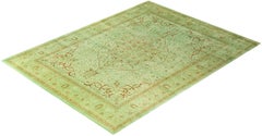 Alfombra de lana anudada a mano sobreteñida, moderna y contemporánea, verde 30 cm x 30 cm