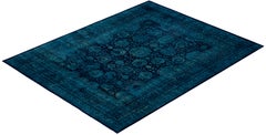 Overdyed Hand-Knotted Wool Modern-Contemporary Green Area Rug 8' 2" x 10' 5"