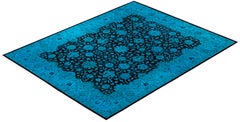 Alfombra de lana anudada a mano sobreteñida, moderna y contemporánea, verde 30 cm x 30 cm