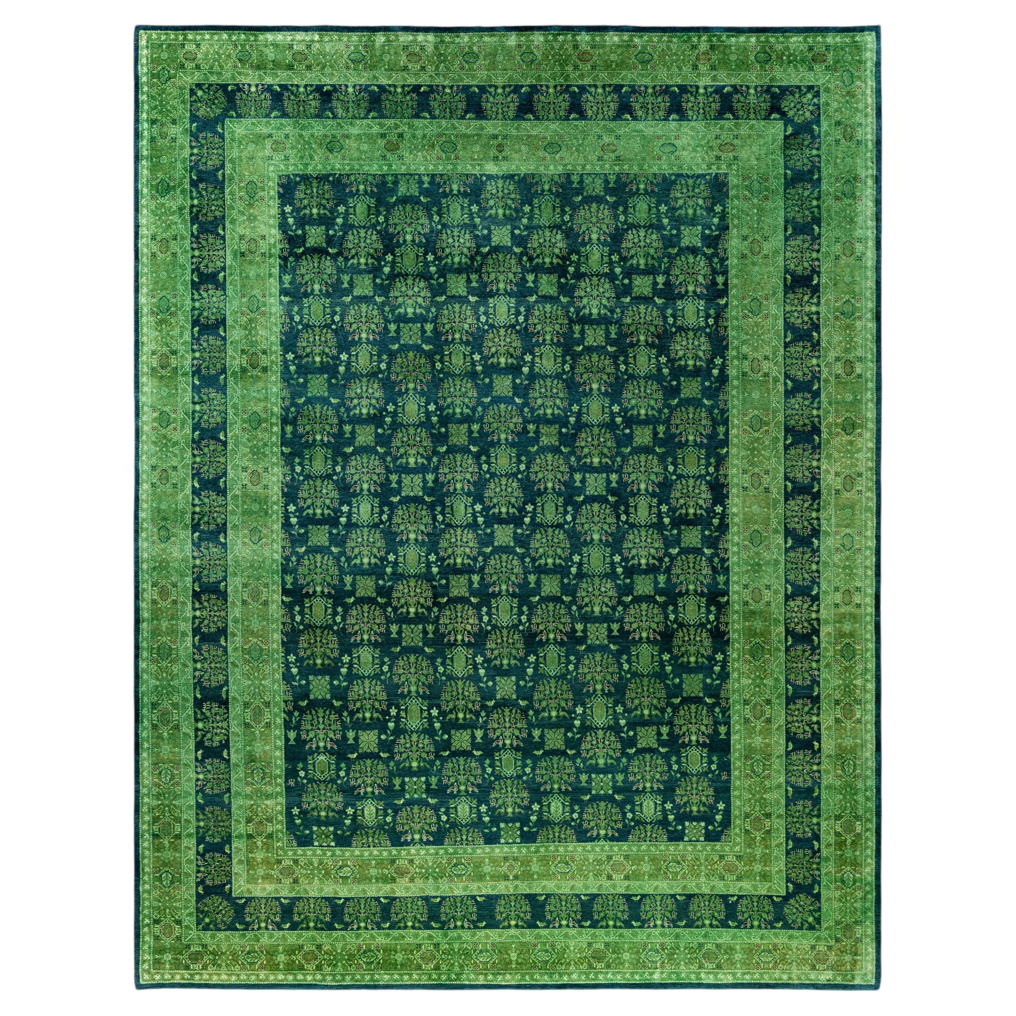 Overdyed handgeknüpfte Wolle Modern-Contemporary Grüner Teppich 8' 3" x 10' 7"