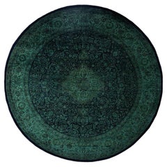 Overdyed Hand-Knotted Wool Modern-Contemporary Green Area Rug 8' 3" x 8' 4"