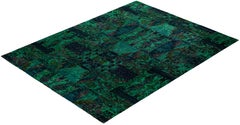 Overdyed Laine nouée à la main Greene & Greene Contemporary Tapis de sol 9' 1" x 11' 9" (vert)