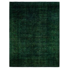 Overdyed Hand-Knotted Wool Modern-Contemporary Green Area Rug 9' 1" x 12' 1"
