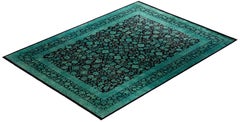 Overdyed Hand-Knotted Wool Modern-Contemporary Green Area Rug 9' 1" x 12' 4"