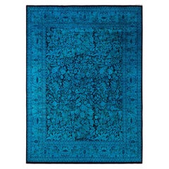 Overdyed Hand-Knotted Wool Modern-Contemporary Green Area Rug 9' 1" x 12' 4"