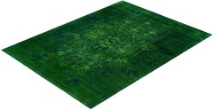 Overdyed Hand-Knotted Wool Modern-Contemporary Green Area Rug 9' 2" x 12' 3"