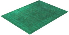 Übergefärbte handgeknüpfte Wolle modern-zeitgenössischen grünen Bereich Teppich 9' 3" x 12' 2"