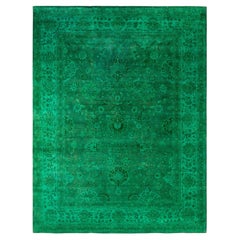 Übergefärbte handgeknüpfte Wolle modern-zeitgenössischen grünen Bereich Teppich 9' 3" x 12' 2"