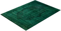 Overdyed Hand-Knotted Wool Modern-Contemporary Green Area Rug 9' 5" x 12' 9"