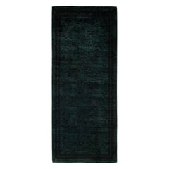 Overdyed Hand-Knotted Wool Modern-Contemporary Green Runner 2' 6" x 6' 0"